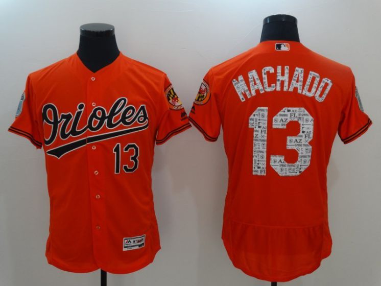 Men Baltimore Orioles #13 Manny Machad Orange 2017 Spring Training MLB Jerseys->->MLB Jersey
